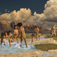 Artist’s depiction of life in ancient White Sands. According to Bustos, an area in the site indicates through preserved footprints that a group of children that may have been playing in puddles. “I have boys and they love to jump in mud puddles. It’s the same activity we see back then. We are connected in that regard. Over time, we’re still the same in a lot of ways.”